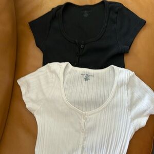 Black cropped button up Brandy Melville shirt AND white button up shirt
